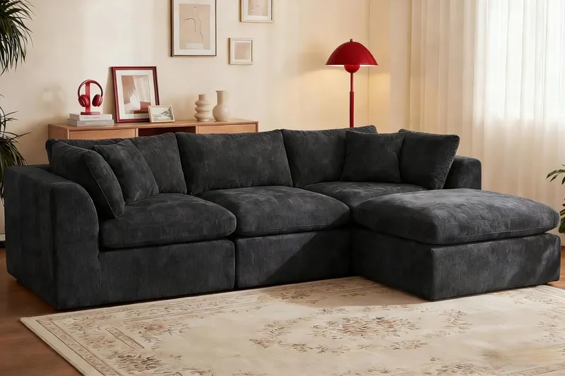 GRUSIGN 110” Oversized Cloud Sectional Boneless Couch for Living Room