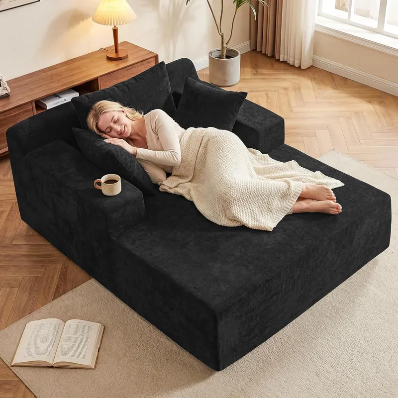 GRUSIGN 66 Inch Chaise Lounge Chair Indoor